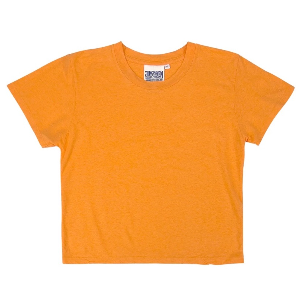 Jungmaven hemp cropped Lorel tee in spicy mustard like new